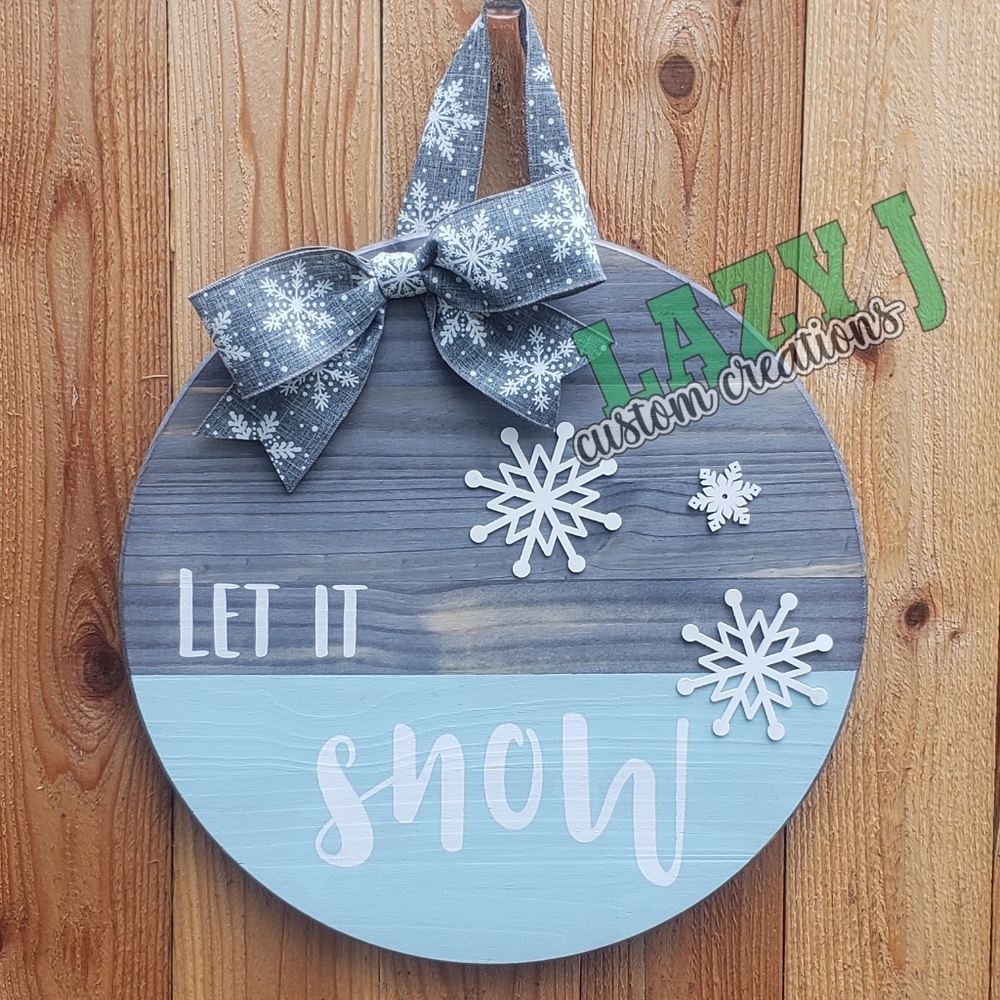 Handmade Let it Snow Wood Door Sign